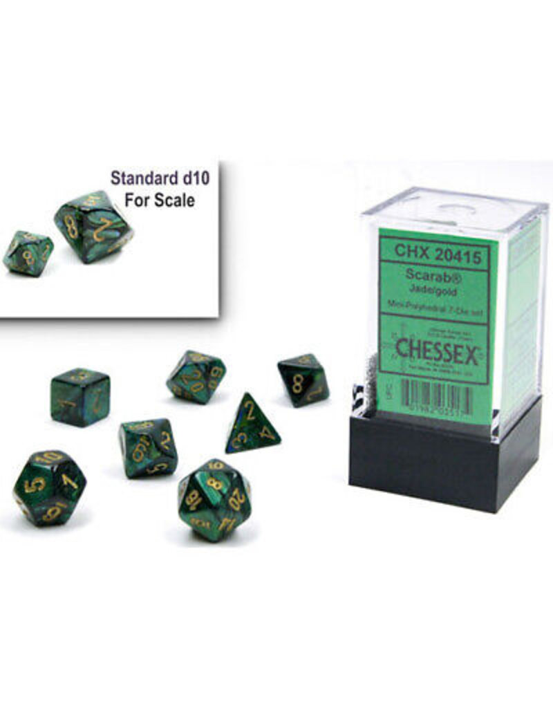 Chessex Scarab Mini 7 Die Set Jade/Gold