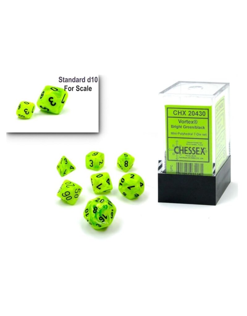 Chessex Vortex Mini 7 Die Set Bright Green/Black
