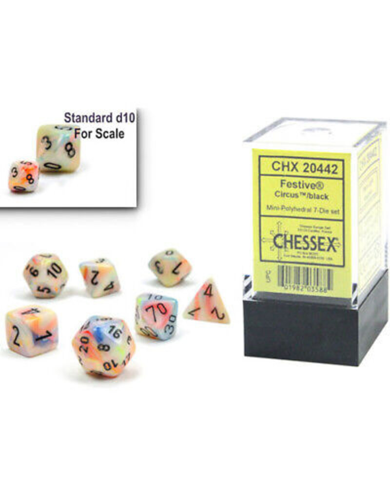 Chessex Festive Mini 7 Die Set Circus/Black