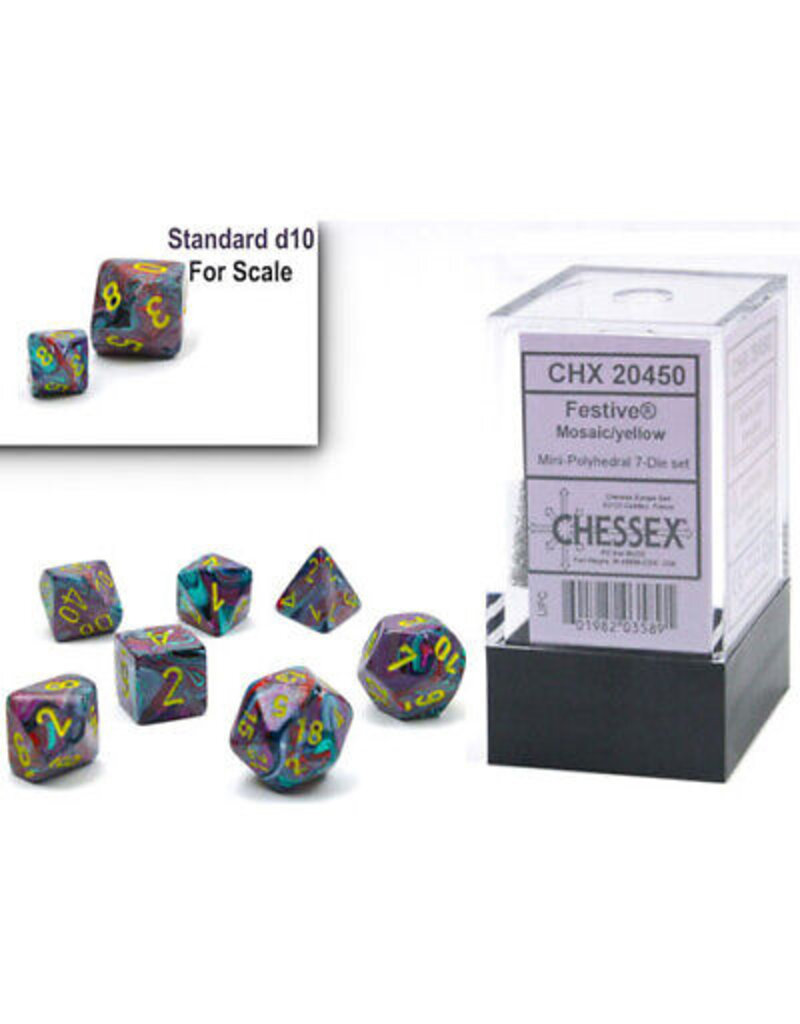 Chessex Festive Mini 7 Die Set Mosaic/Yellow