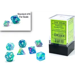 Chessex Festive Mini 7 Die Set Waterlily/White