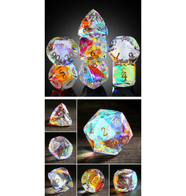 Dice Habit Faceted Glass Dice Set (7pcs) [Rainbow K9 Glass]