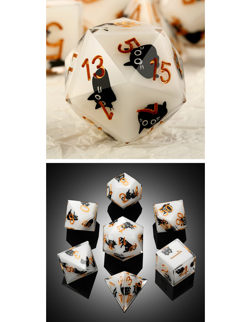 Dice Habit Sharp Edge Dice Set (7pcs) [Playful Kitty]