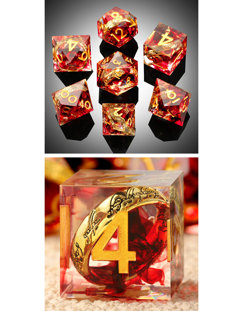 Dice Habit Sharp Edge Dice Set (7pcs) (Rings) [Red]