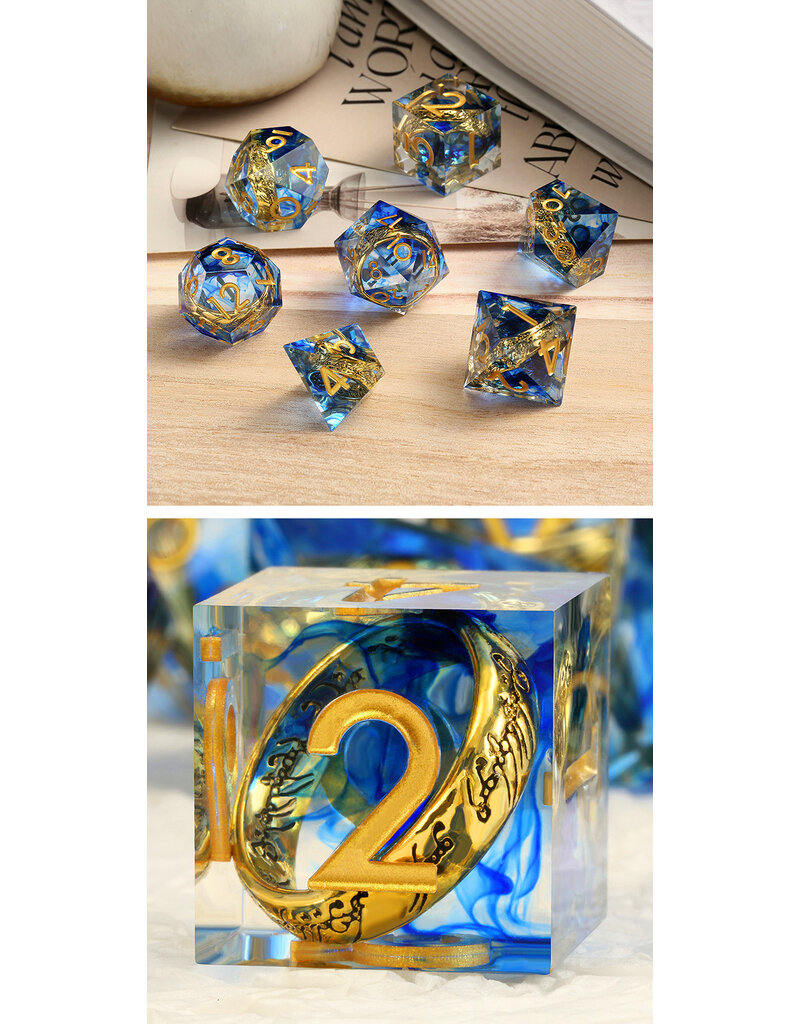 Dice Habit Sharp Edge Dice Set (7pcs) (Rings) [Blue]