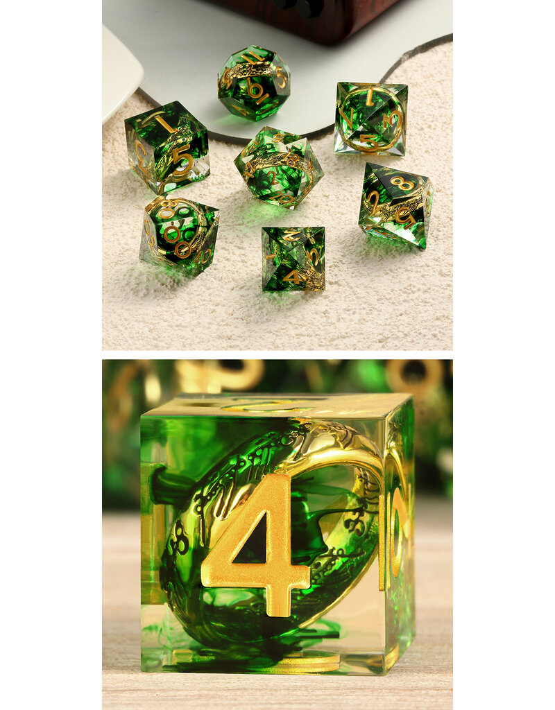 Dice Habit Sharp Edge Dice Set (7pcs) (Rings) [Green]
