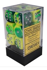 Chessex D6 Block - 16mm - Gemini Green-Yellow/Silver