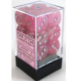 Chessex D6 Block - 16mm - Ghostly Glow Pink/Silver