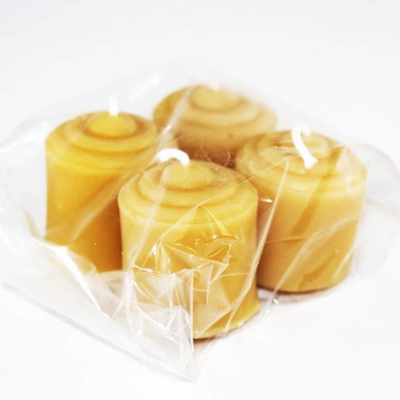 Bee Well Votive Candles Beeswax Plain 4 pk