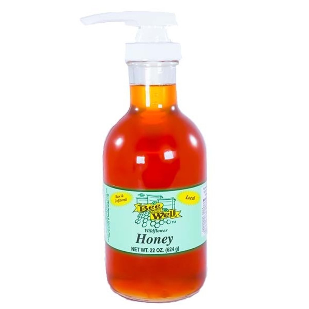 Bee Well Honey 22oz Wildflower Honey Stout bottle with pump