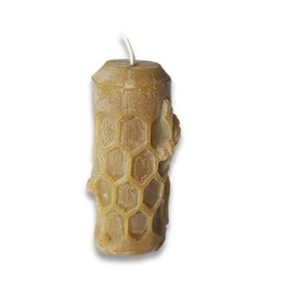 Bee Well Small Cylinder  Honeycomb Beeswax Candle