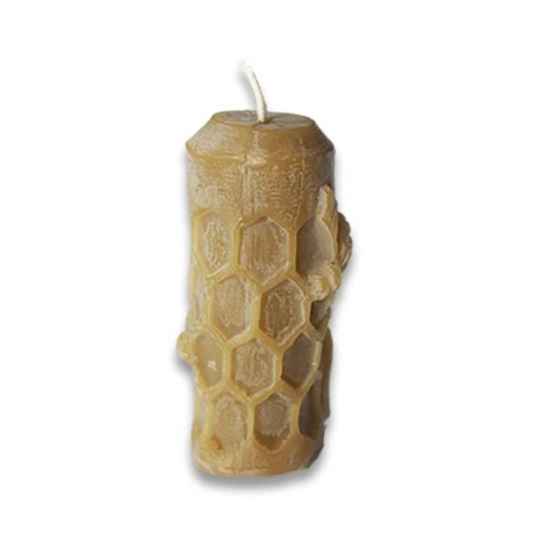 Bee Well Small Cylinder  Honeycomb Beeswax Candle