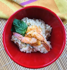 Risotto de crevettes, citron et basilic