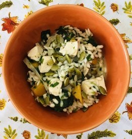 Risotto au poulet, courge et sauge