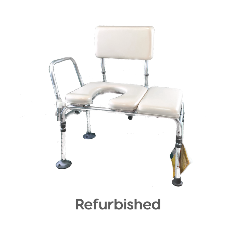 Refurbished Padded Transfer Bath Bench with Commode Opening