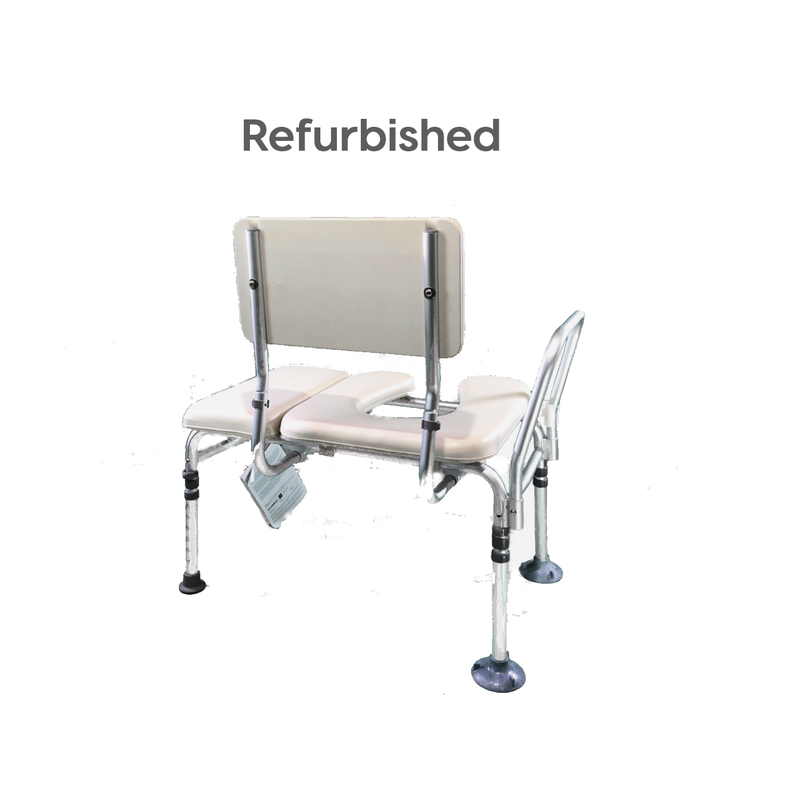 Refurbished Padded Transfer Bath Bench with Commode Opening