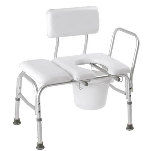 Carex Deluxe Padded Transfer Bench With Commode Opening