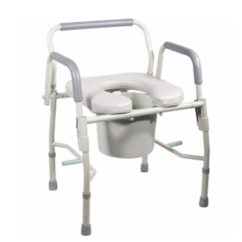 Refurbished Deluxe Commode with Padded Seat - Fixed Arms