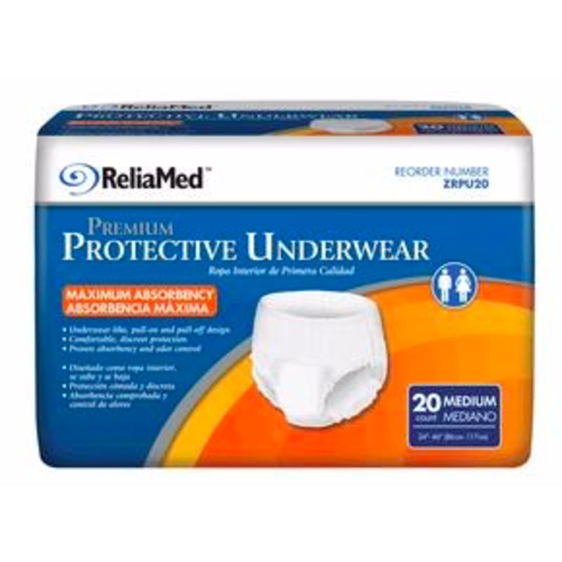 ReliaMed Premium Protective Underwear - Medium 20 Count