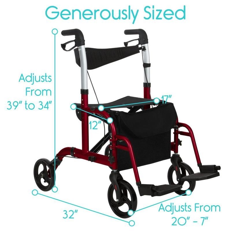 Vive Hybrid Wheelchair Rollator Combo