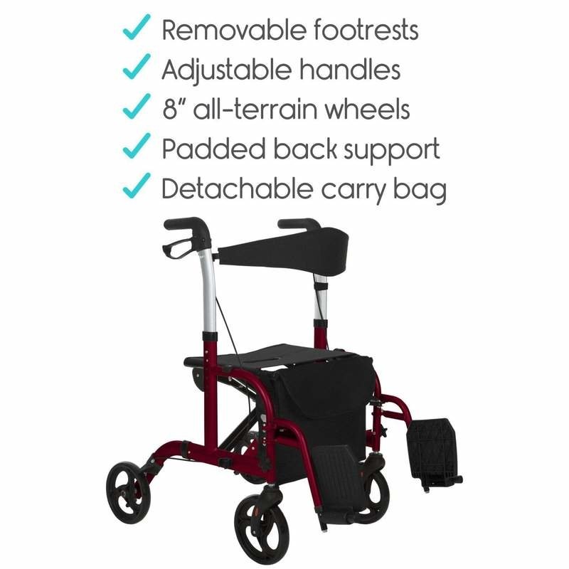 Vive Hybrid Wheelchair Rollator Combo