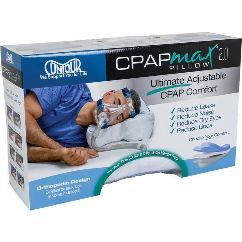 Contour CPAPMax Pillow 2-in-1 Adjustable Memory Foam Pillow for Better  Sleep with Pap Machine