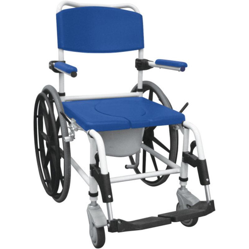 Drive Medical Drive Medical Rehab Shower Commode Mobile Chair Aluminum, 24" Rear Wheels