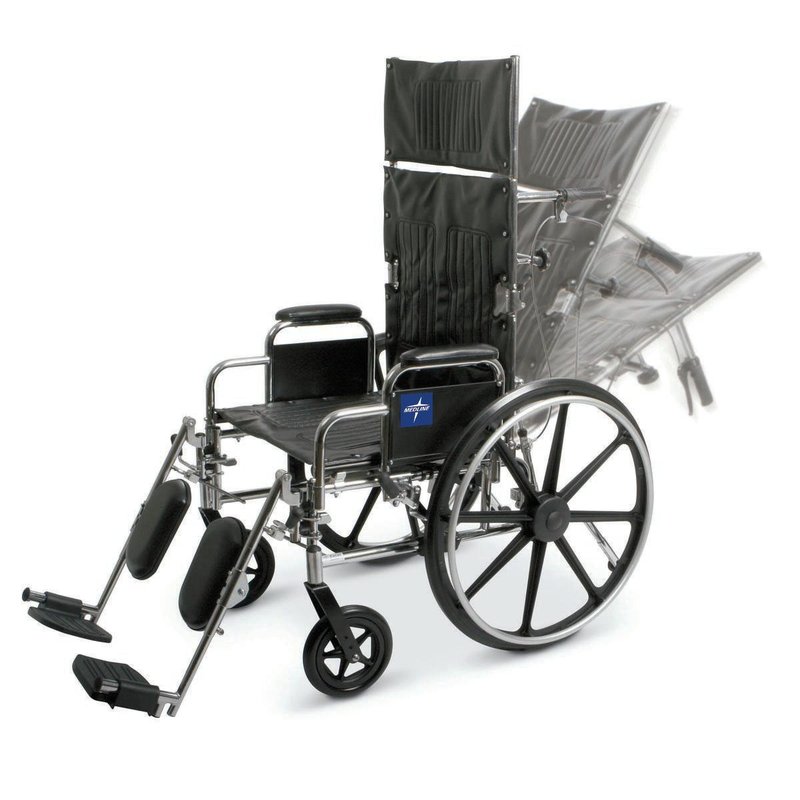 Medline Excel Reclining Wheelchair with Removable Desk-Length Arms and Elevating Leg Rests