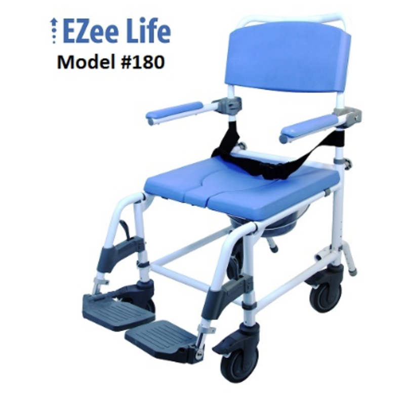 Ezee Life HealthLine Shower Chair Commode 18" (Non-Tilt)