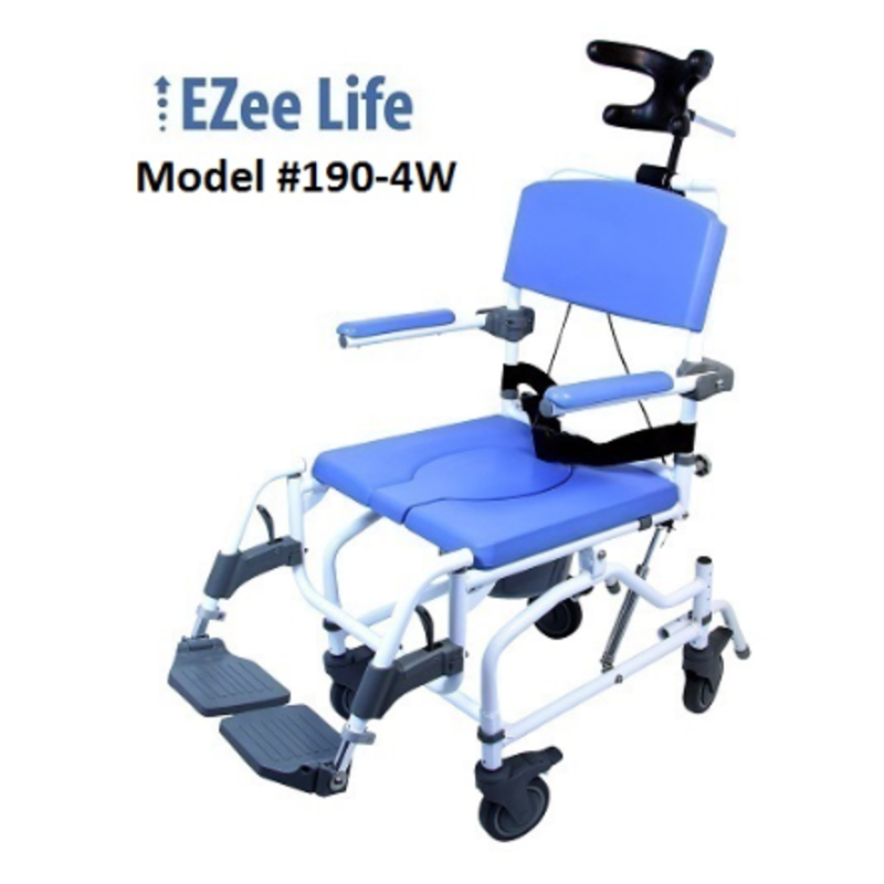 Ezee Life Shower Commode Chair 18"  W/ 4 Way Seating (Tilt)