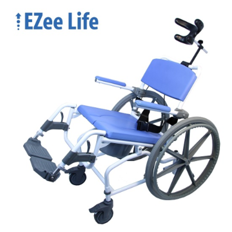 Ezee Life Tilt Commode Shower Wheelchair 18"  W/ 4 Way Seating (Tilt)