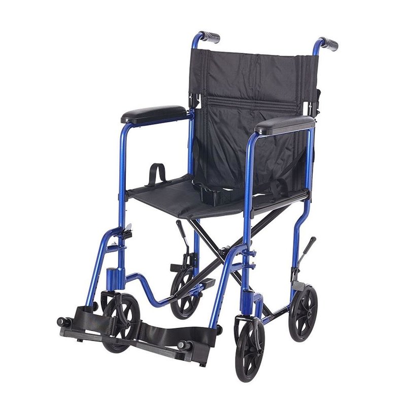 Rhythm 19" Aluminum Transport Wheelchair, Blue