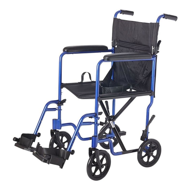 Rhythm 19" Aluminum Transport Wheelchair, Blue