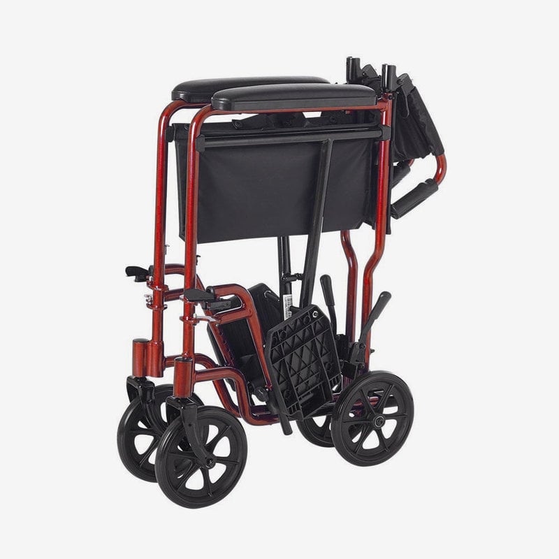 Rhythm 19" Aluminum Transport Wheelchair, Burgundy