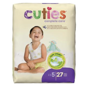 First Quality Cuties® Baby Diaper Size 5, Over 27 lb - 1 case (4 packages of 27 for total of 108)