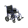 Drive Medical Bariatric Steel Transport Chair 22", Blue, 450 lb Weight Capacity