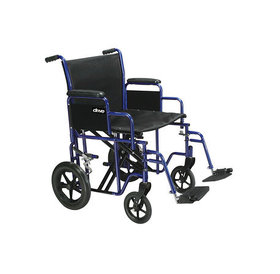 Drive Medical Bariatric Steel Transport Chair 22", Blue, 450 lb Weight Capacity