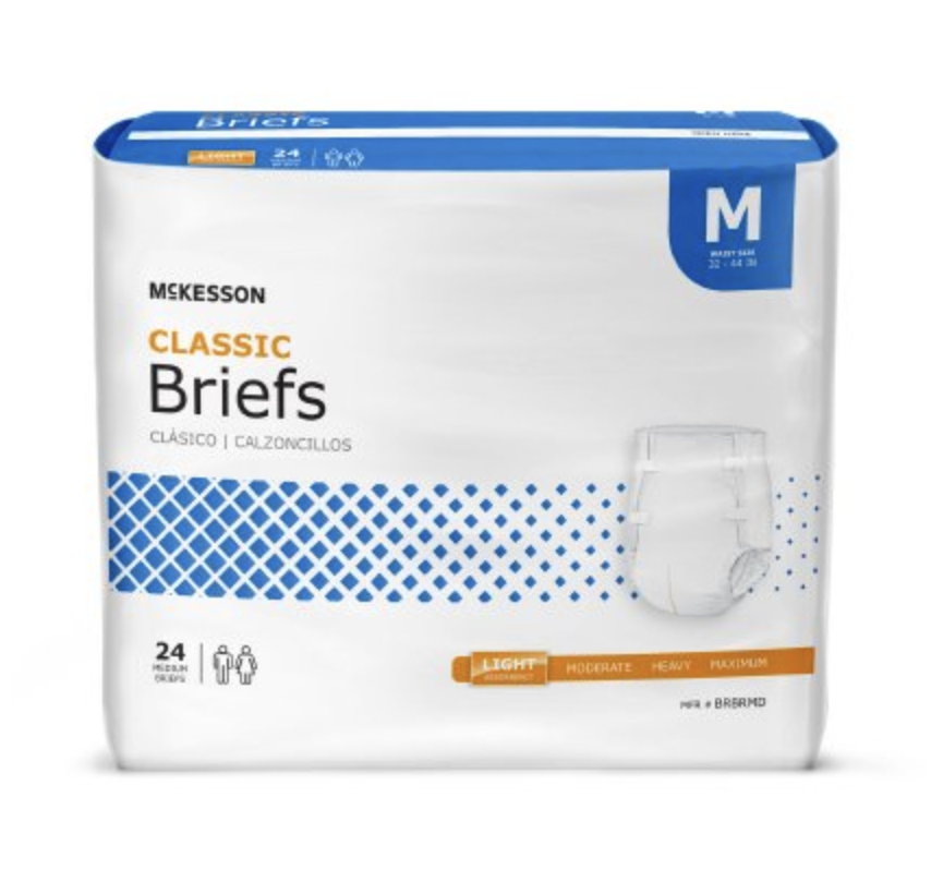 McKesson Unisex Adult Incontinence Brief McKesson Classic Medium Disposable  Light Absorbency - (1 Case 96 diapers) - Accessibility Medical Equipment ®