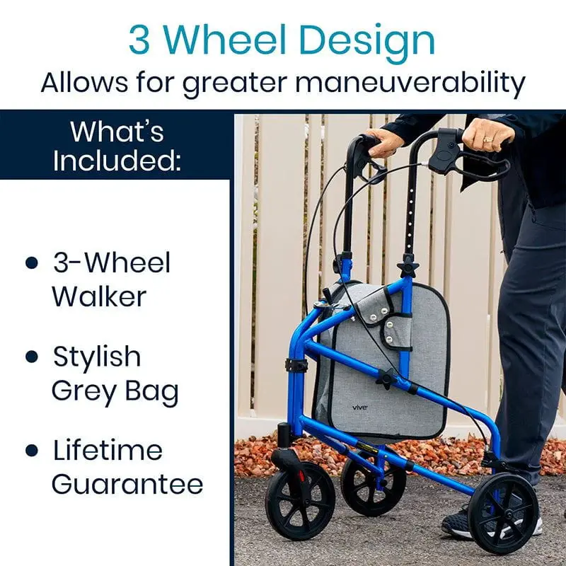 Vive 3 Wheel Walker Rollator