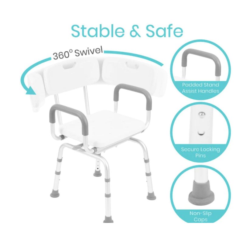 VIVE Health Swivel Shower Chair with Handles