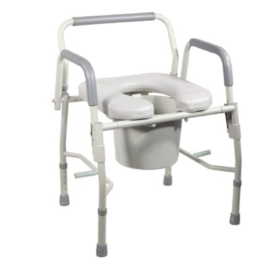 Commode with Padded Drop Arms - Steel Frame - 300 lbs. Weight Capacity