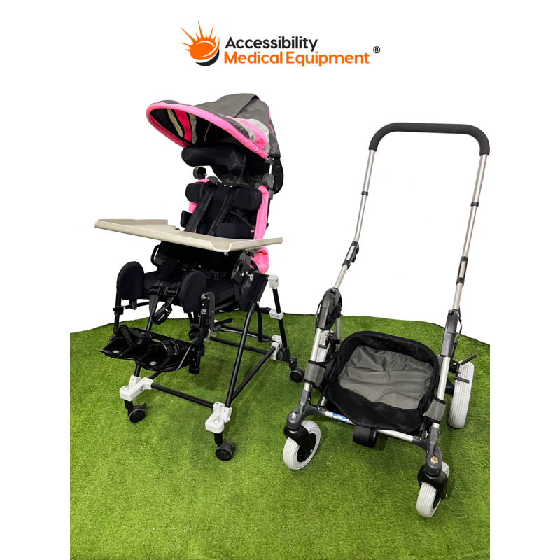 Refurbished Kid Kart Adaptive Stroller with High Chair Base, Accessories