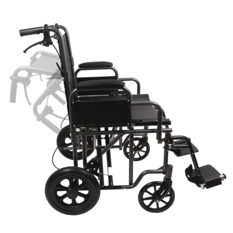 ProBasics 22" Bariatric Steel Transport Wheelchair, Silver Vein