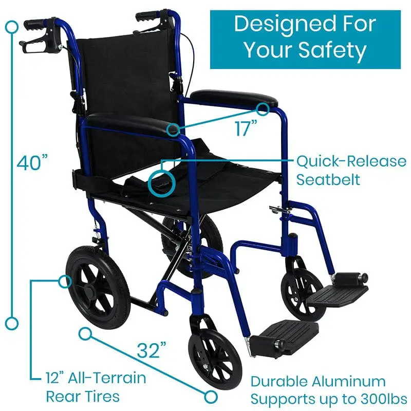 Vive Transport Wheelchair, Blue