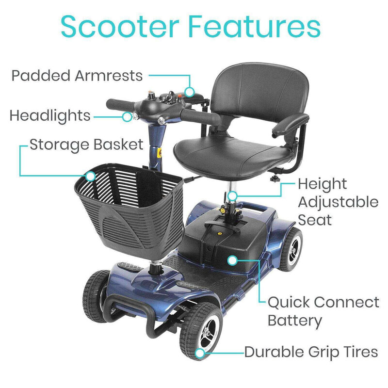 4 Wheels Mobility Scooter Power Wheelchair Folding Electric Scooters - by Vive (Silver)