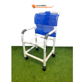 Refurbished PVC Rolling Shower Chair with Commode Opening