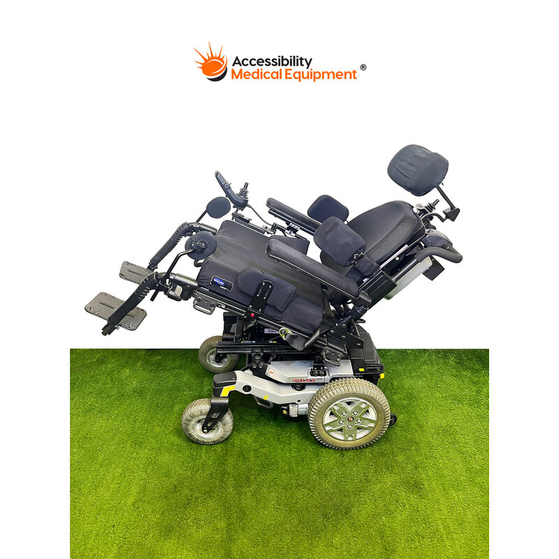 Refurbished Quantum Rival Power Wheelchair with Tilt, Recline, and Working Batteries, Silver