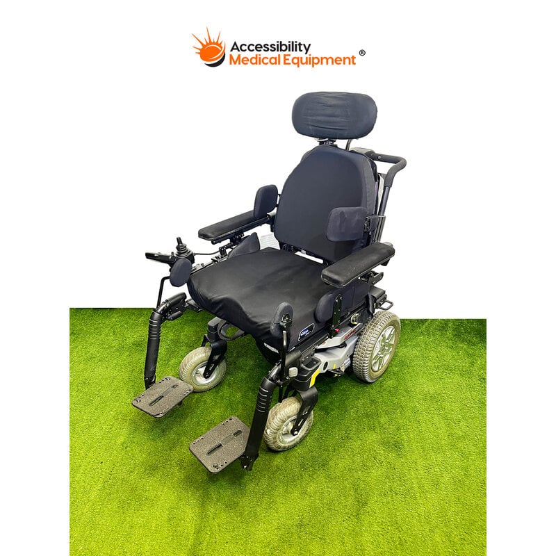 Refurbished Quantum Rival Power Wheelchair with Tilt, Recline, and Working Batteries, Silver