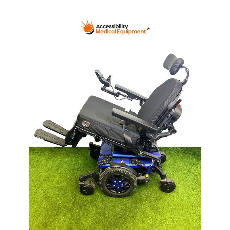 Refurished Quantum Edge 3 Power Wheelchair with Tilt, Recline, Elevating Footrest, Working Batteries, Blue