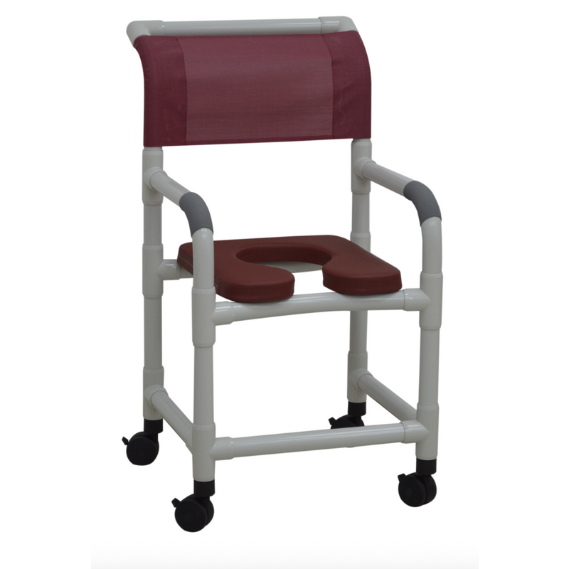 MJM International MJM International Rolling Shower Chair with Padded Commode Seating - 18" Seat